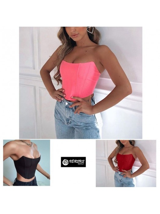 Top Corto a Bustino Corpetto Elastico Woman Short Corset Design Top 330055